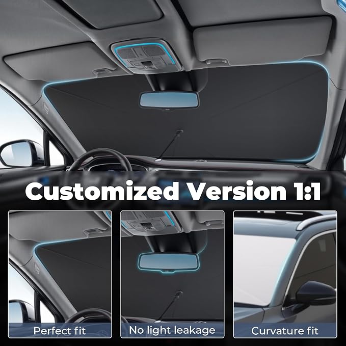 Windshield Sun Shade Umbrella for 2018-2025 Jeep Wrangler JL Accessories: - Image 2