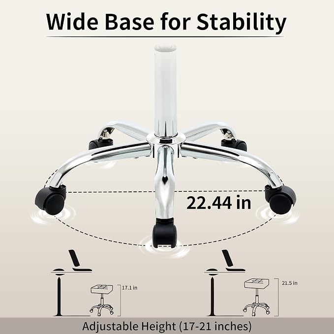 Saddle Stool with Wheels, Swivel Rolling StoolS - Image 5