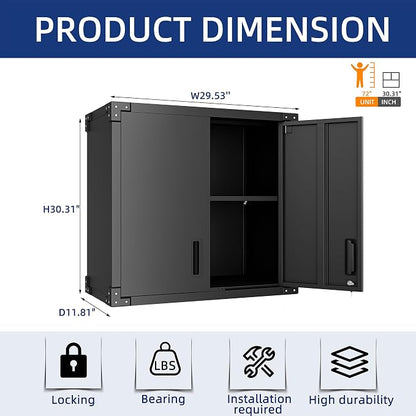 Metal Tool Cabinet, Garage Storage Cabinet System, Wall Cabinet & Locking - Image 4