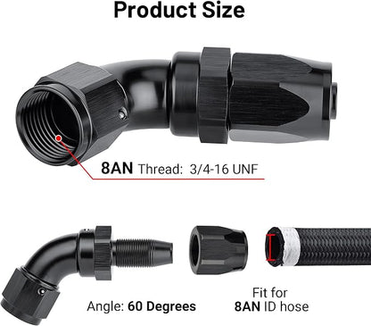 EVIL ENERGY 8AN 60 Degree One Piece Full Flow Hose End Fitting Swivel - Image 2