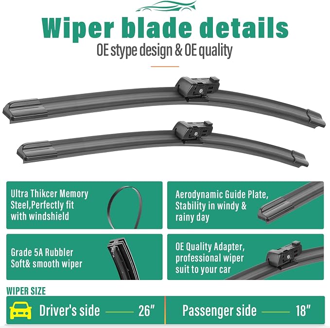 26" 18" 12" Windshield Wiper Blades Replacement - Image 3