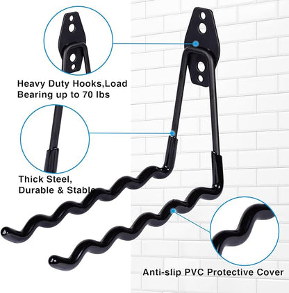 2 Packs Garage Wall Hooks Heavy Duty Hanger, Wall-Mounted Metal Badminton - Image 4