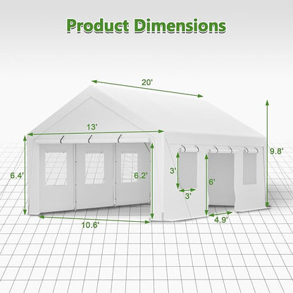 13x20 ft Heavy Duty Carport - Image 6