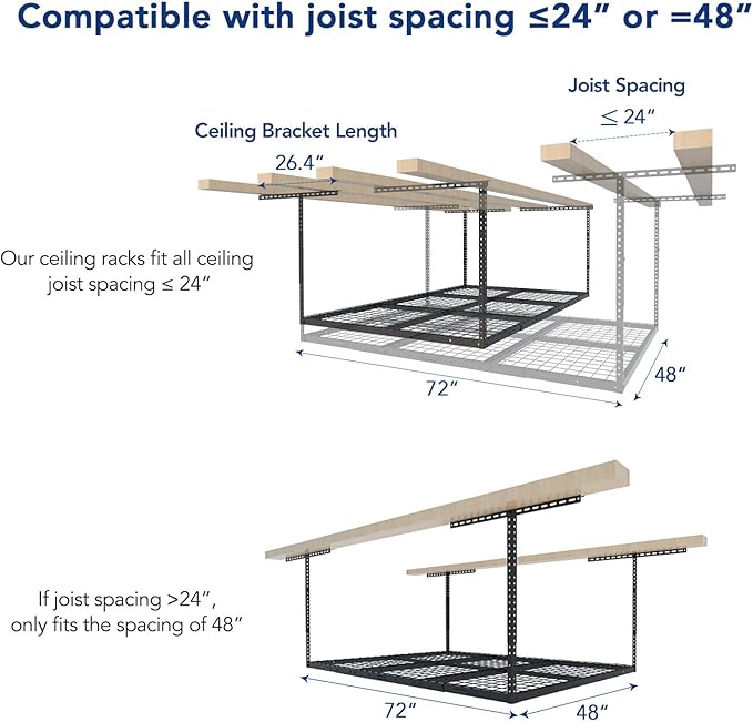 FLEXIMOUNTS 4x6 Overhead Garage Storage Adjustable Ceiling Rack 72" Length x - Image 5