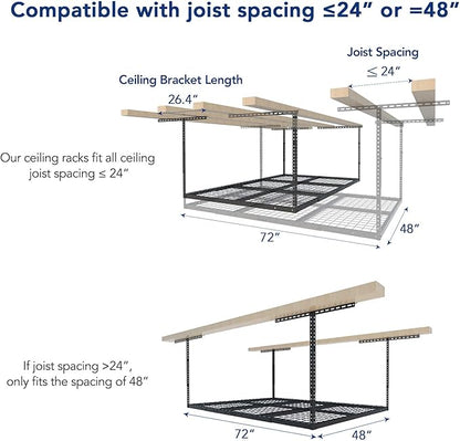 FLEXIMOUNTS 4x6 Overhead Garage Storage Adjustable Ceiling Rack 72" Length x - Image 5
