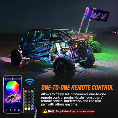 Nilight 2PCS 6FT RGB LED Whip Light, Remote App Control w/DIY Chasing Patterns - Image 5