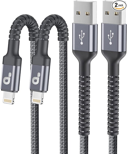 iPhone Charger Cable 2Pack 6FT, Nylon Braided Lightning Cable, Fast Charging by PRAKIE