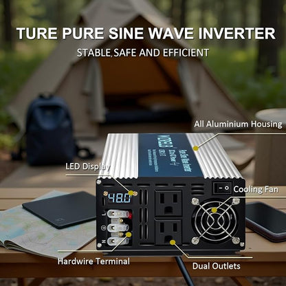 WZRELB 4000W Pure Sine Wave Inverter, Car Power Inverter 48V DC to 110V 120V AC - Image 2