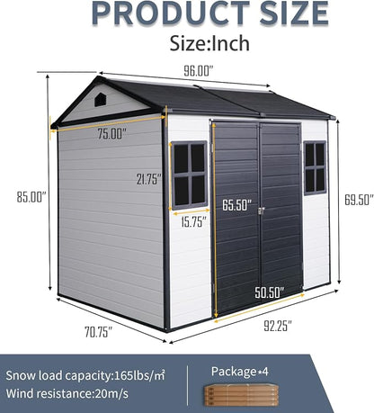8x6 FT Outdoor Storage Resin Shed - Image 8