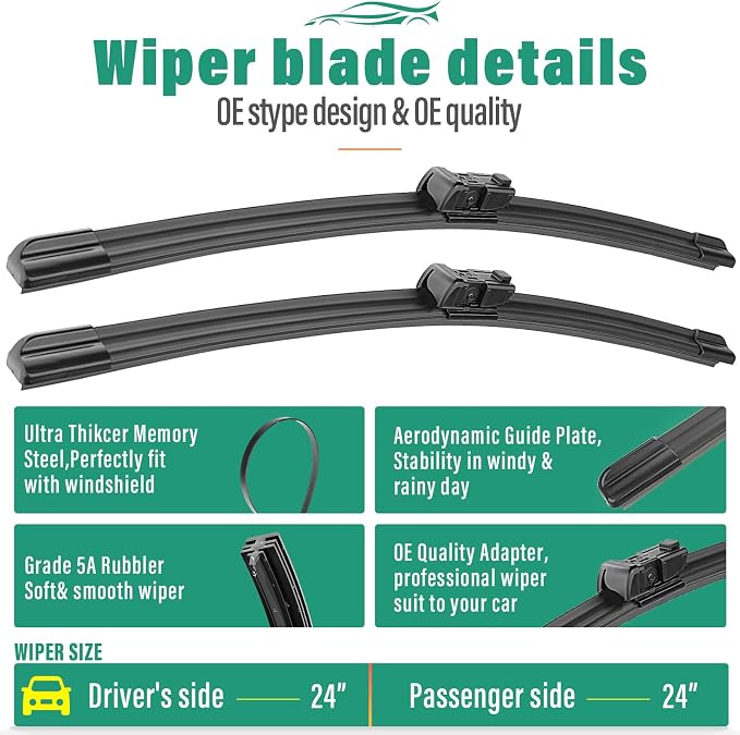 24" 24" 10" Windshield Wiper Blades Replacement - Image 3