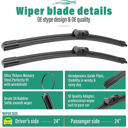 24" 24" 10" Windshield Wiper Blades Replacement - Image 3