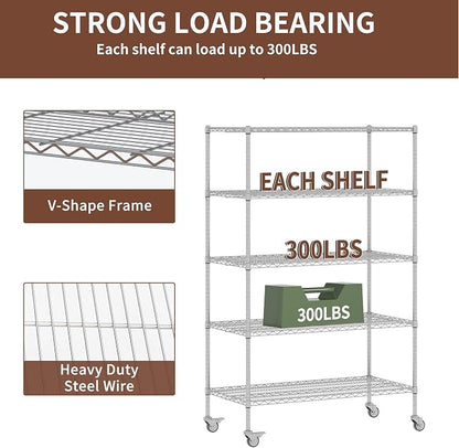 5-Tier Metal Storage Shelving Unit, Adjustable Storage Rack Display Shelves - Image 4
