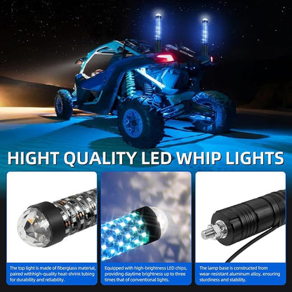 DREAMIZER 2Pack 1FT Fat Whip Lights New Upgraded Spiral LED Whip Light - Image 5