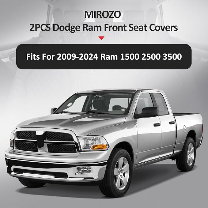 MIROZO 2PCS Front Truck Seat Cover, Waterproof Ram Seat Covers Truck Cushion - Image 7