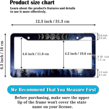License Plate Frame Multicolor License Plate Cover Forest Starry Night Moon - Image 2