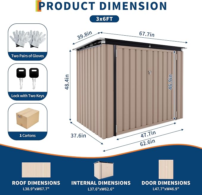 Outdoor Trash Can Storage 2 Binsgarbage Bin Storage Shed, 3x6 FT Garbage Bin - Image 2
