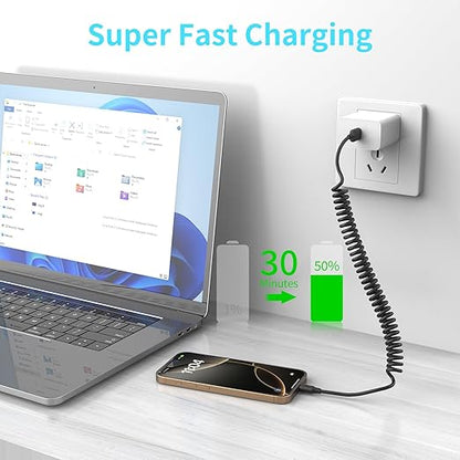 Coiled USB C Cable for Car 2Pack 3ft, USB to USBC Coiled Cord for iPhone 16 15 - Image 4