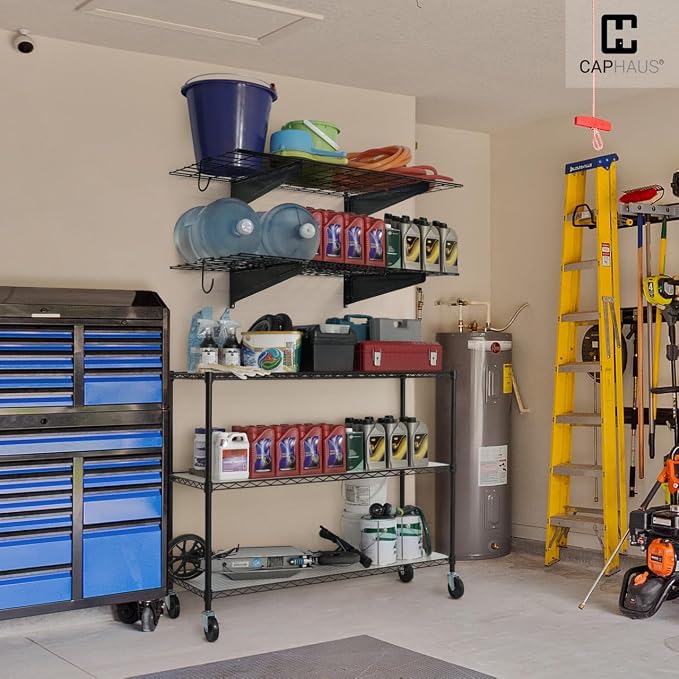 CAPHAUS Garage Wall Shelving, 96 in. W x 18 in. D Wall Mounted Garage Shelves - Image 2