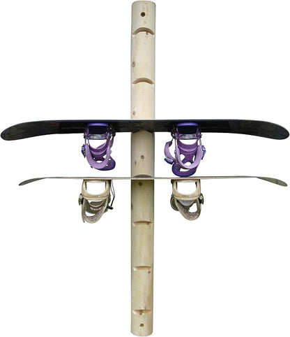 7-Place Wall-Mounted Snowboard Log Rack, Wakeboard Racks, Skateboard Holder by LogKayakRack
