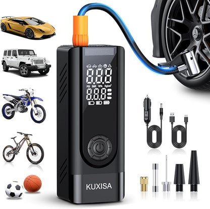 Tire Inflator Portable Air Compressor, 180PSI & 3X Faster Air Pump by KUXISA