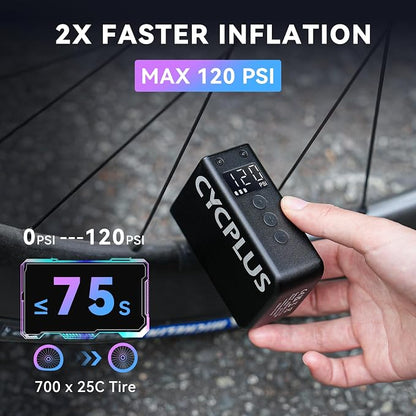 CYCPLUS Tiny Pump Mini with Gauge, Max 120 PSI Cordless Bicycle Air Pump - Image 4