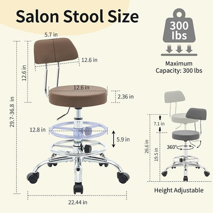 Salon Rolling Chair, Adjustable Stool - Image 2