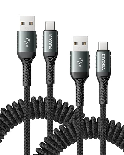 USB A to USB C Cable 3FT/6FT, Coiled USB C Cable - Image 9