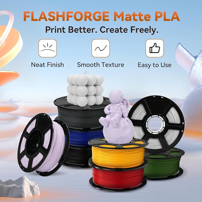FLASHFORGE PLA Filament 1.75mm +/- 0.02mm, Matte White 3D Printer Filament 1kg - Image 2