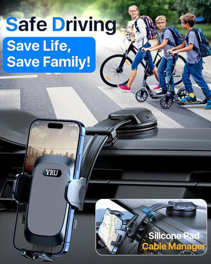 YRU Cell Phone Holder for Car Dashboard Windshield Phone Stand for iPhone16 15 - Image 6