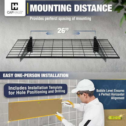 CAPHAUS 2-Pack Garage Shelving Wall Mounted 72x18 Inch, Heavy Duty Metal Wall - Image 6