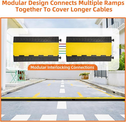 5 Channel 2 Pack Cable Protector Ramp Traffic Wire and Hose Ramp Cord Cover - Image 5