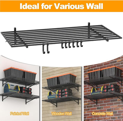 2-Pack 2×4ft Steel Garage Wall Shelving, 500lbs Each Load Capacity, Tool & - Image 5