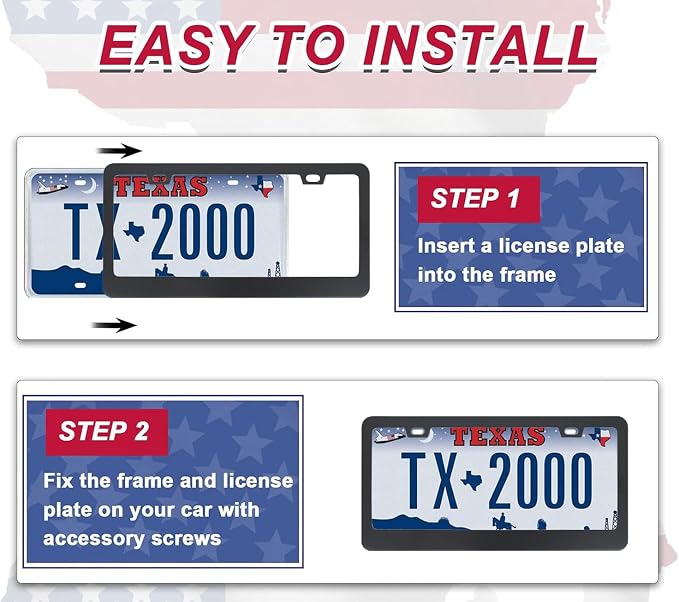 Skull License Plate Frame Black and White Skull License Plate Holder Cool Auto - Image 6