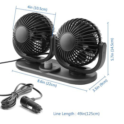 12V Car Fans Cooling Air Fan Powerful Dashboard Electric Dual Car Fan Cigarette - Image 5