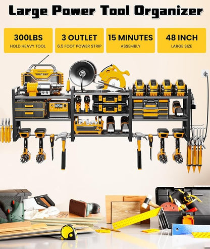 Heavy-Duty 48" Wall Mount Power Tool Organizer - Image 2