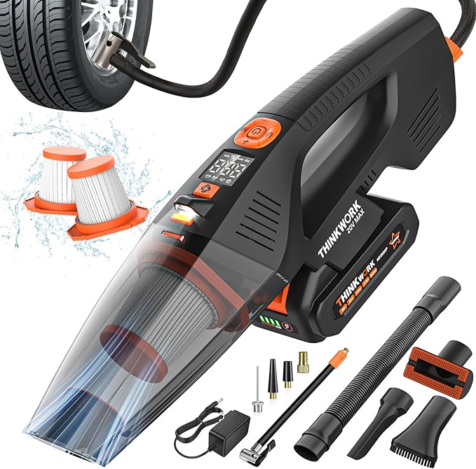 THINKWORK 20V Car Vacuum & Air Compressor, Dual Function High Power Handheld by THINKWORK
