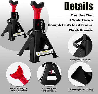 6 Ton Jack Stands, 15.6"-23.4" Adjustable - Image 4