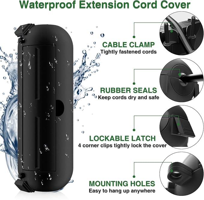 Flemoon Outdoor Extension Cord Safety Cover, IP44 Waterproof Connection - Image 3