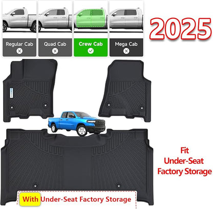 SANBAN Floor Liners for 2025 Dodge Ram 1500 Crew Cab（Rear - Image 2