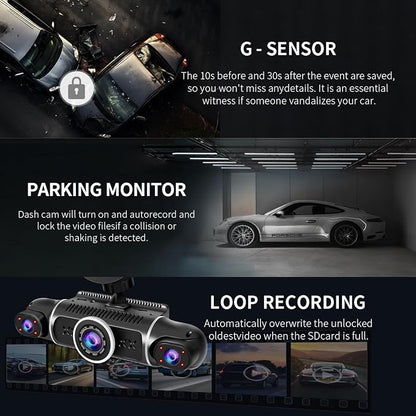 360° Dash Cam Front and Rear View 4 Channel Dash Camera FHD 2K+1080Px3 - Image 4
