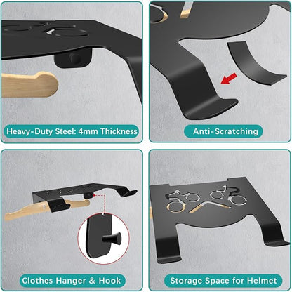 Bike Wall Mount Rack, Horizontal Bicycle Storage Hanger - Image 5