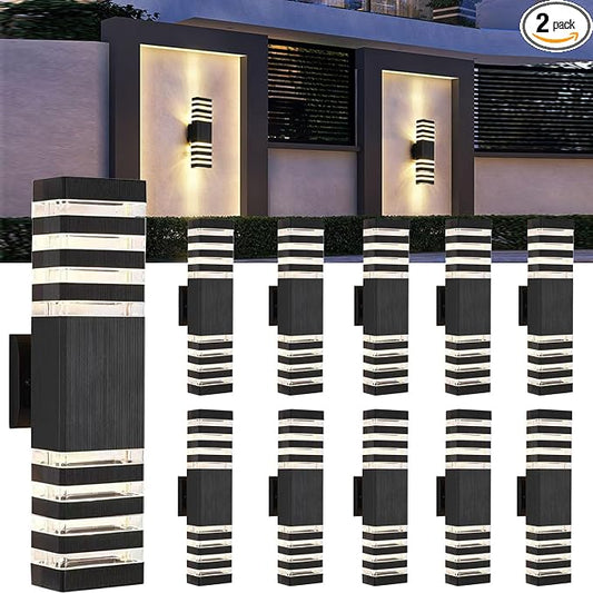 18inch LED Square Up & Down Wall Lights, 24W Outdoor Wall Light 4000K Day White by Yongjishun