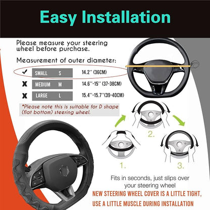 PINCTROT D Shaped 14 Inch Small Sized Steering Wheel Cover Great Grip - Image 6