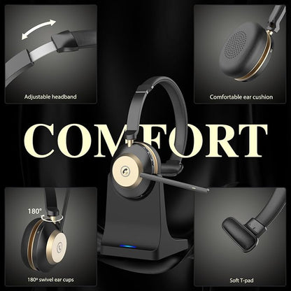 V5.3 Wireless Headset with Mic for Work, 45Hrs Computer Headset with Microphone - Image 6