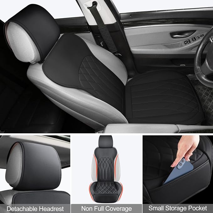 2 Pack Leather Front Car Seat Covers, Universal Sideless Car Seat Protectors - Image 4