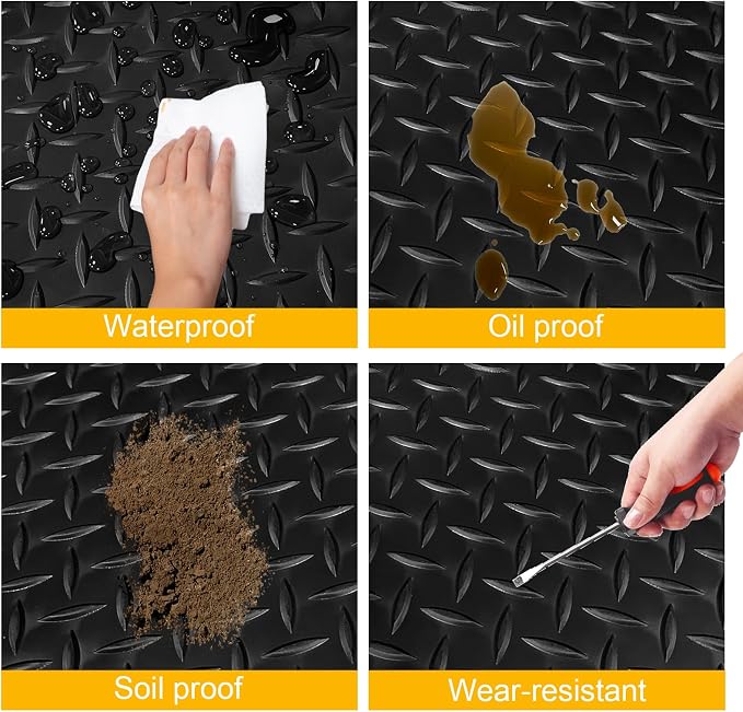 8x20 FT Garage Floor Mat, 2.8mm Thickened Flooring Roll Diamond Plate PVC - Image 8