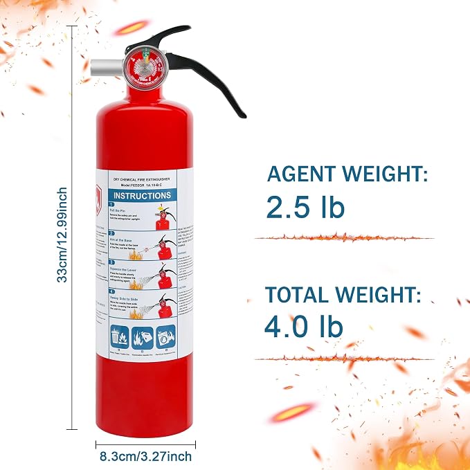 2 Pack Dry Chemical Fire Extinguishers 2.5 lb ABC, Boat Use, 1A:10B:C Rating - Image 6