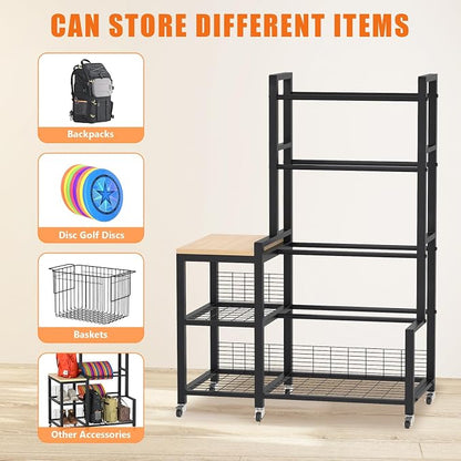 Disc Golf Storage Rack with Wheels – Heavy Duty Metal Disc Golf Rack - Image 5