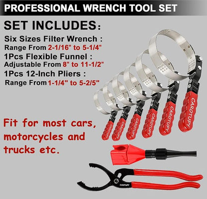8pcs Oil Filter Wrench Set, Oil filter Removal Tool Adjustable from - Image 2