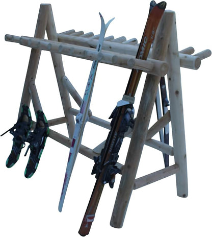 22-Place Freestanding Ski Log Racks, Pole Ski Holders, Garage Racks by LogKayakRack